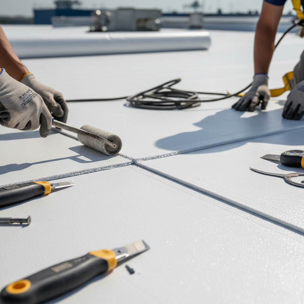 Commercial reroofing project for Central Valley business